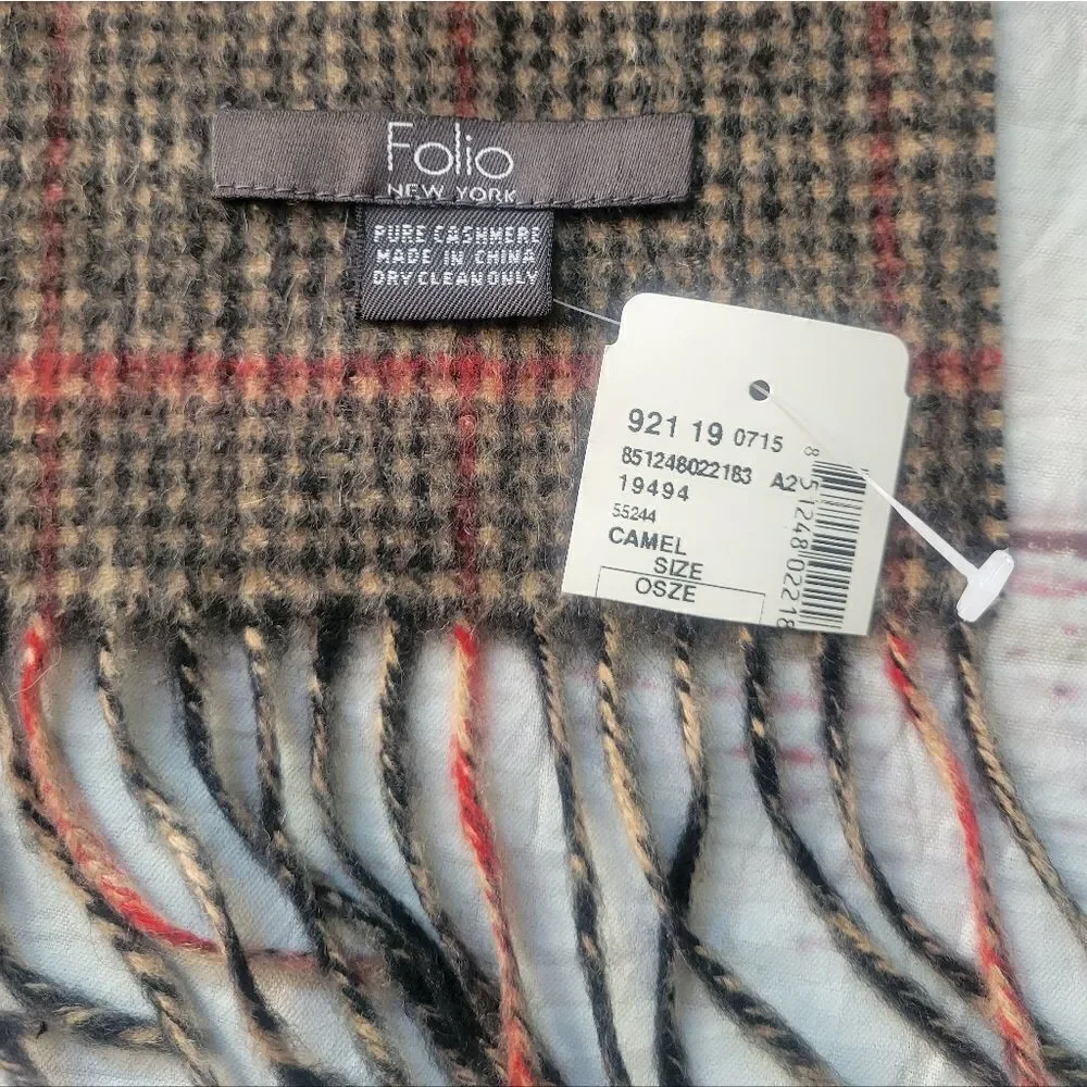 Folio New York Cashmere Scarf NWT